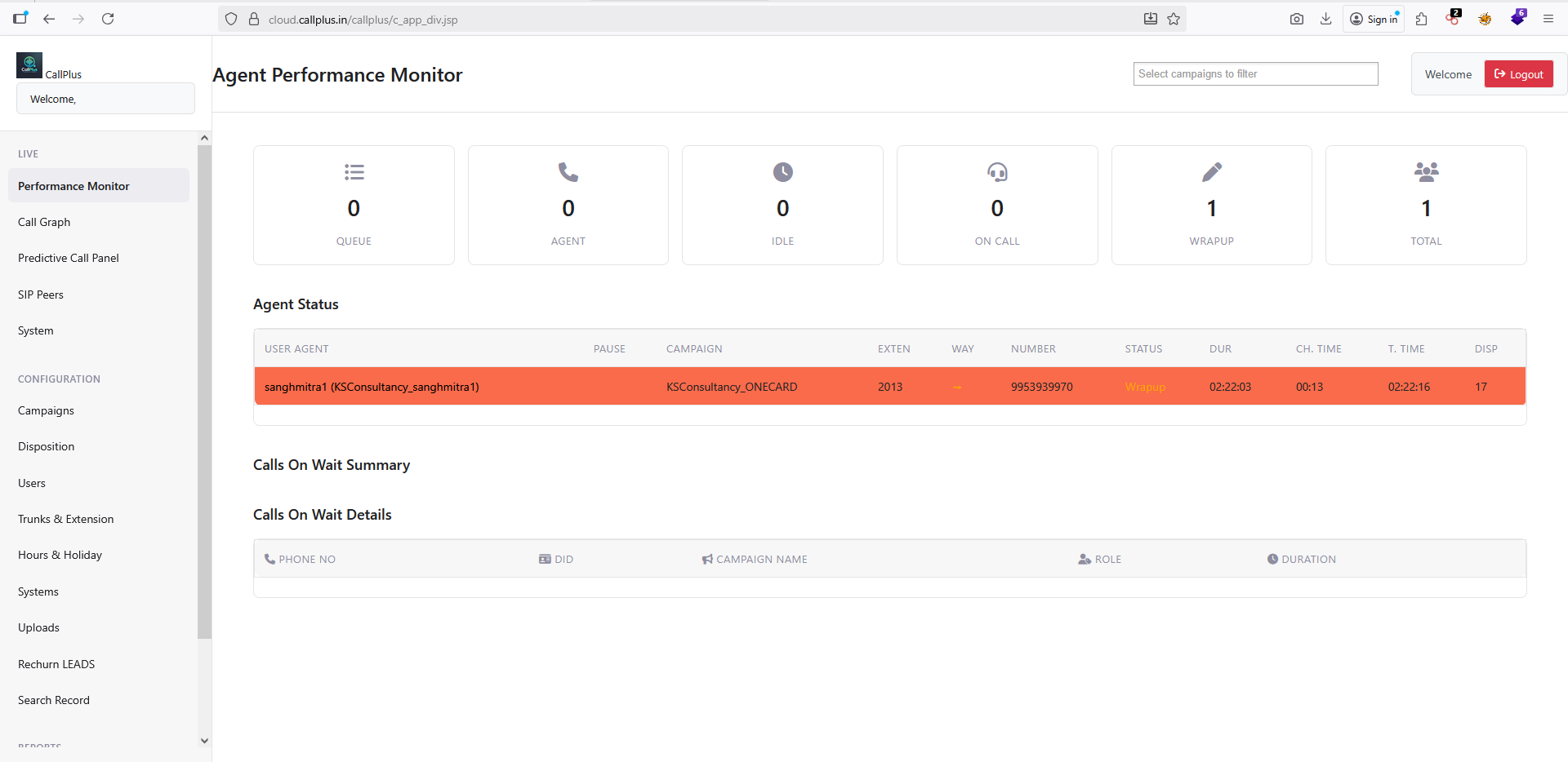 Cloud Auto Dialer Interface