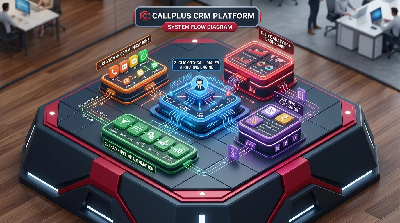 CallPlus CRM Platform System Flow Diagram