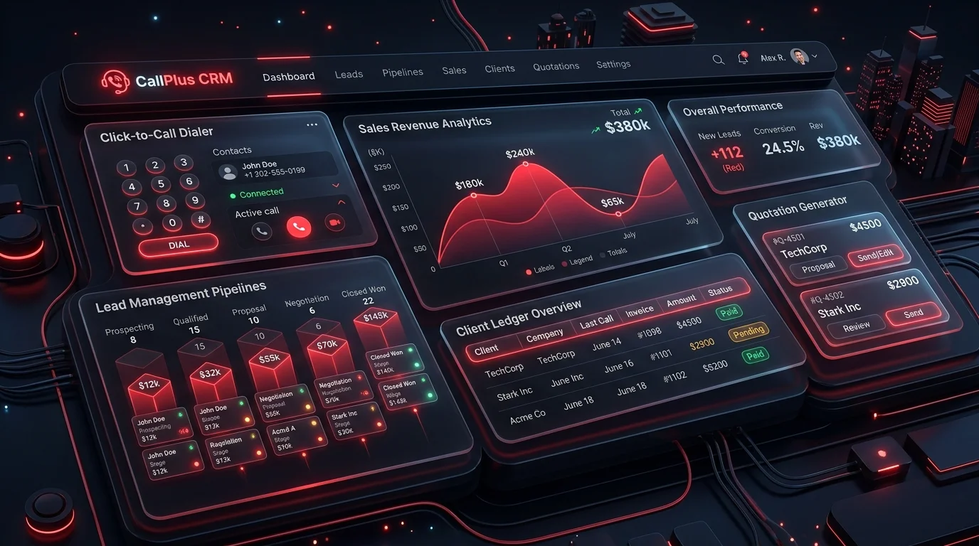 CallPlus CRM Platform Dashboard & Dialer Visual