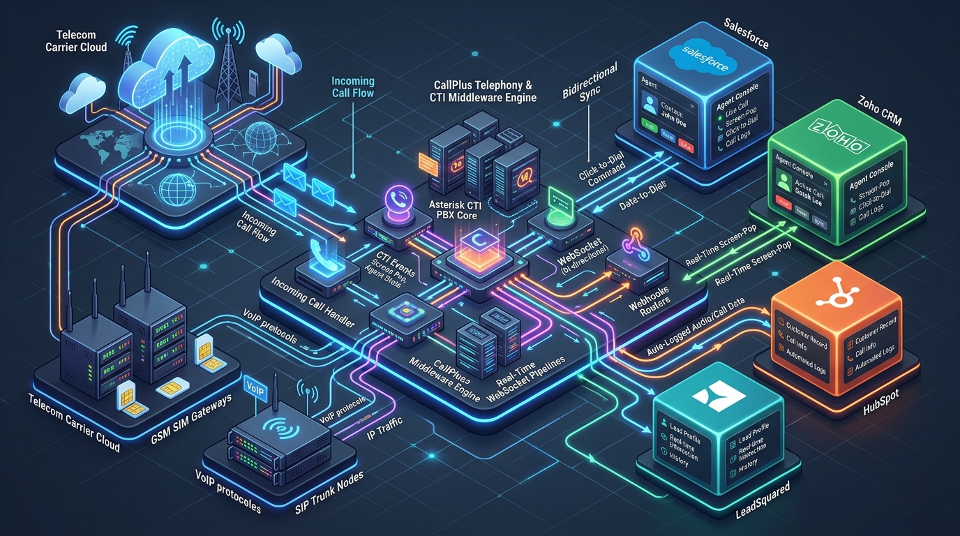 CRM & Telephony Integration Architecture Diagram