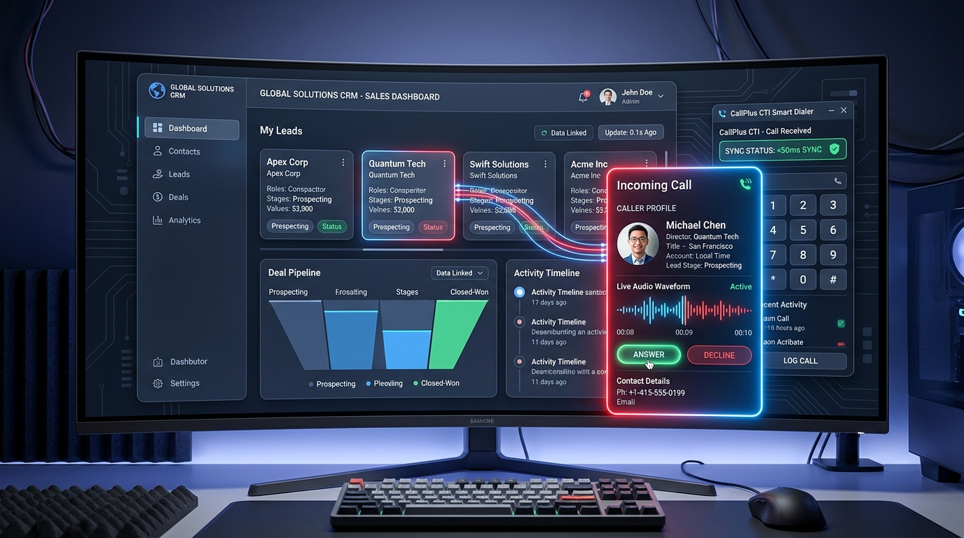 Call Center and CRM Unified Telephony Visual Architecture