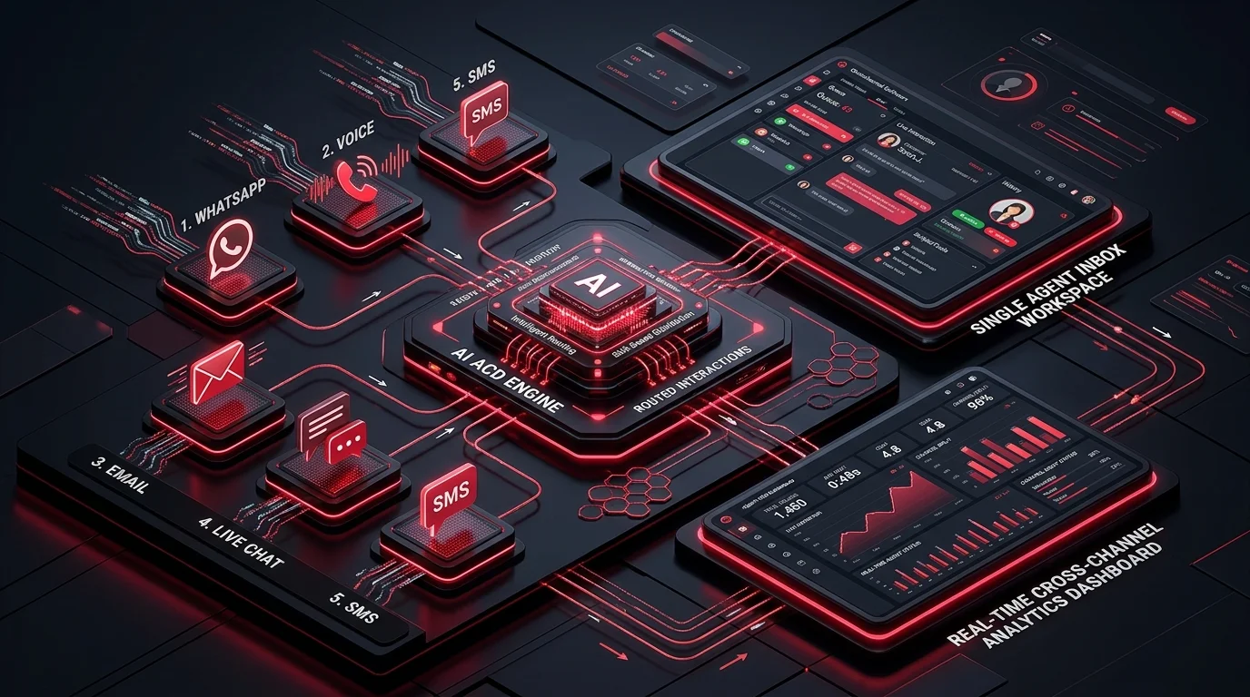 Omnichannel Contact Center System Flow Diagram